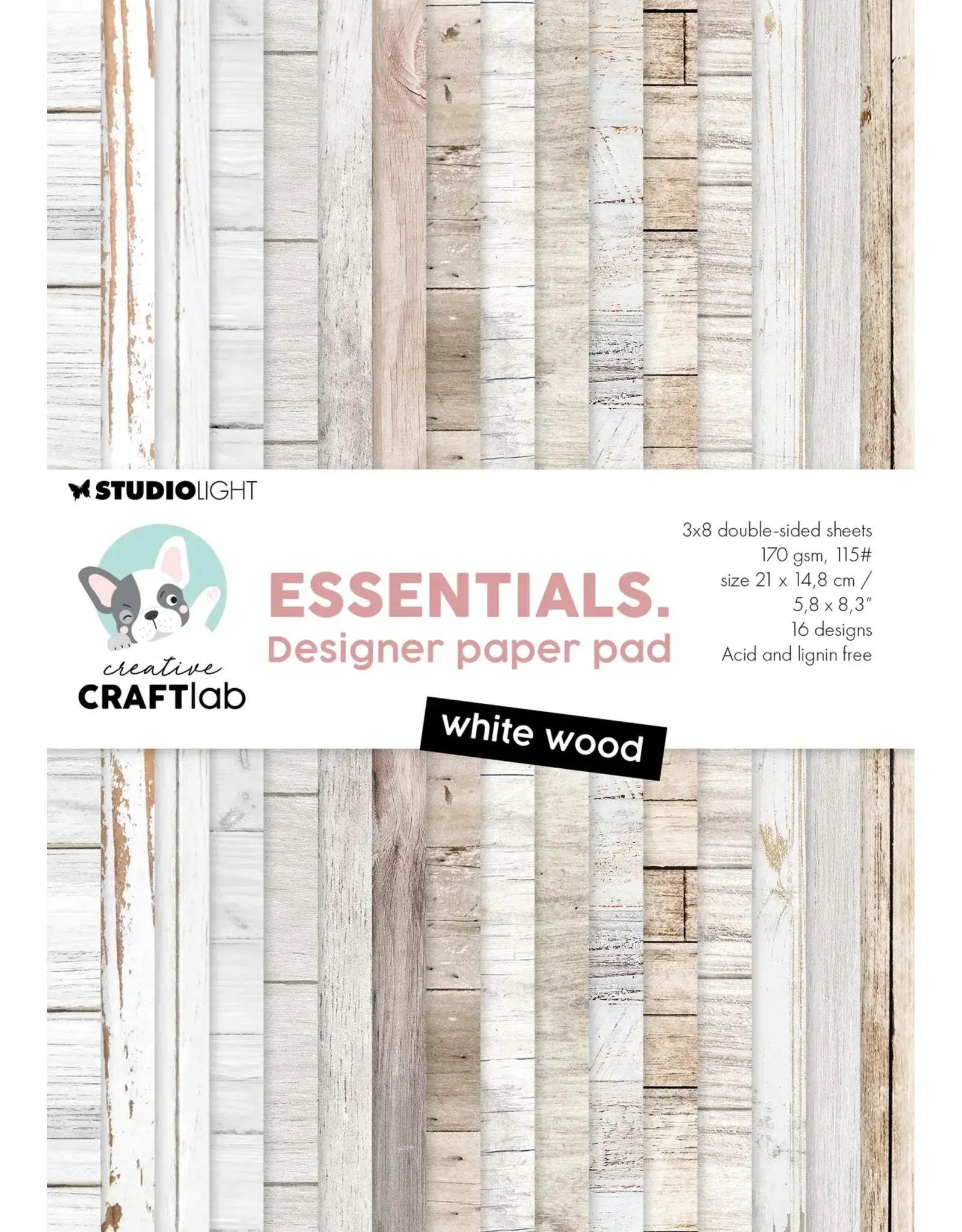 STUDIOLIGHT STUDIOLIGHT CREATIVE CRAFTLAB WHITE WOOD DESIGNER PAPER PAD