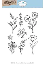 ELIZABETH CRAFT DESIGNS ELIZABETH CRAFT DESIGNS ART JOURNAL SPECIALS BY DEVID FLOWER SCRIBBLES CLEAR STAMP & DIE SET