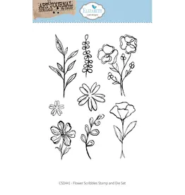 ELIZABETH CRAFT DESIGNS ELIZABETH CRAFT DESIGNS ART JOURNAL SPECIALS BY DEVID FLOWER SCRIBBLES CLEAR STAMP & DIE SET