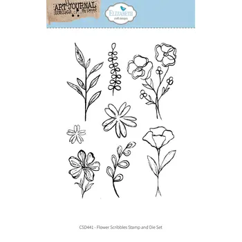 ELIZABETH CRAFT DESIGNS ELIZABETH CRAFT DESIGNS ART JOURNAL SPECIALS BY DEVID FLOWER SCRIBBLES CLEAR STAMP & DIE SET