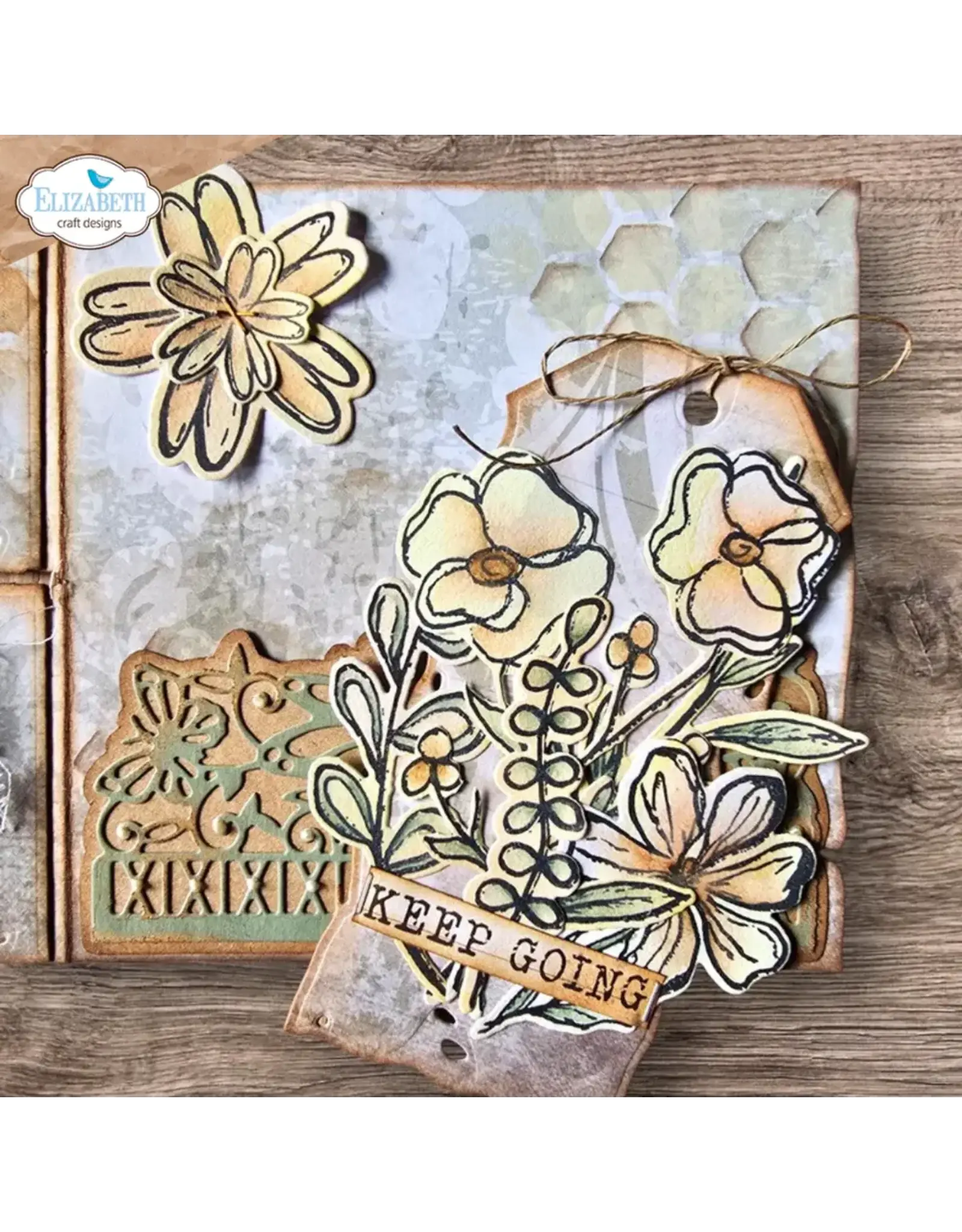 ELIZABETH CRAFT DESIGNS ELIZABETH CRAFT DESIGNS ART JOURNAL SPECIALS BY DEVID FLOWER SCRIBBLES CLEAR STAMP & DIE SET