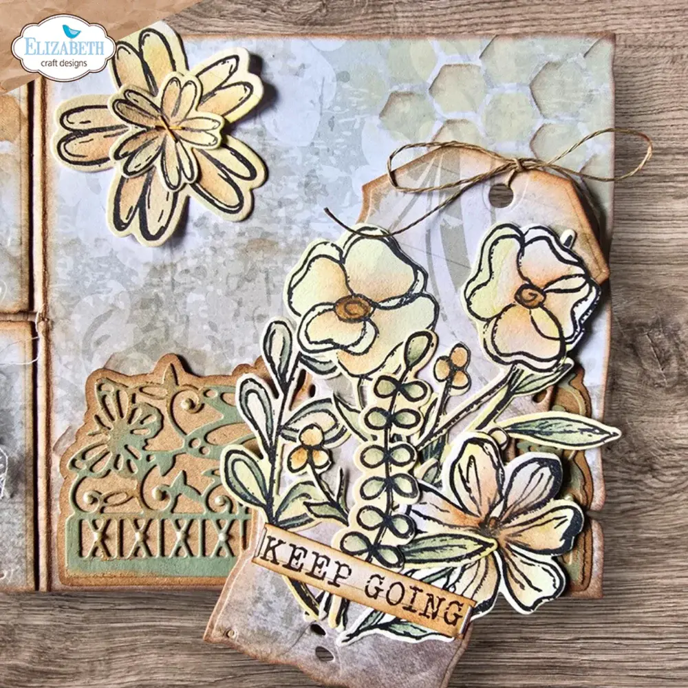 ELIZABETH CRAFT DESIGNS ELIZABETH CRAFT DESIGNS ART JOURNAL SPECIALS BY DEVID FLOWER SCRIBBLES CLEAR STAMP & DIE SET