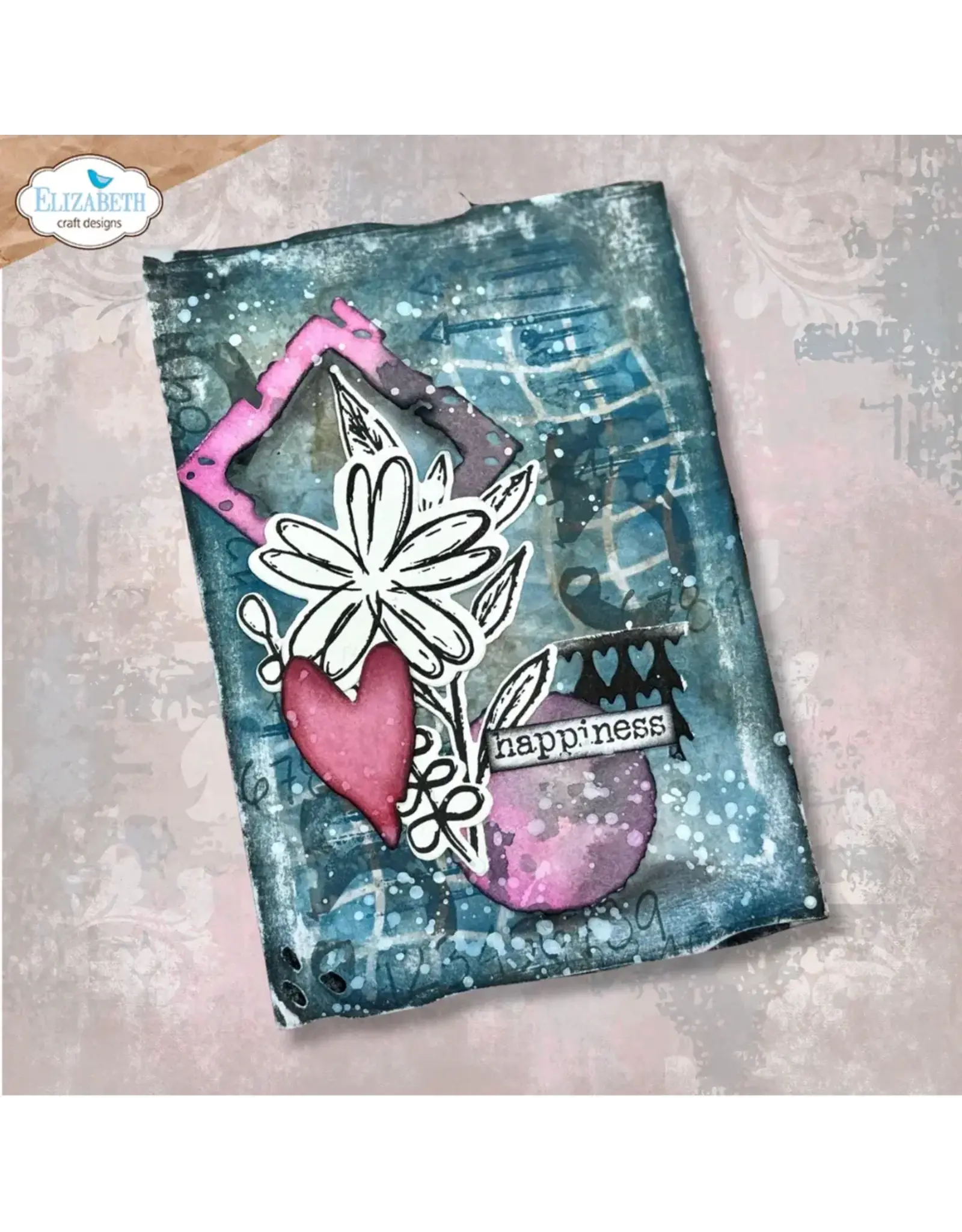 ELIZABETH CRAFT DESIGNS ELIZABETH CRAFT DESIGNS ART JOURNAL SPECIALS BY DEVID FLOWER SCRIBBLES CLEAR STAMP & DIE SET