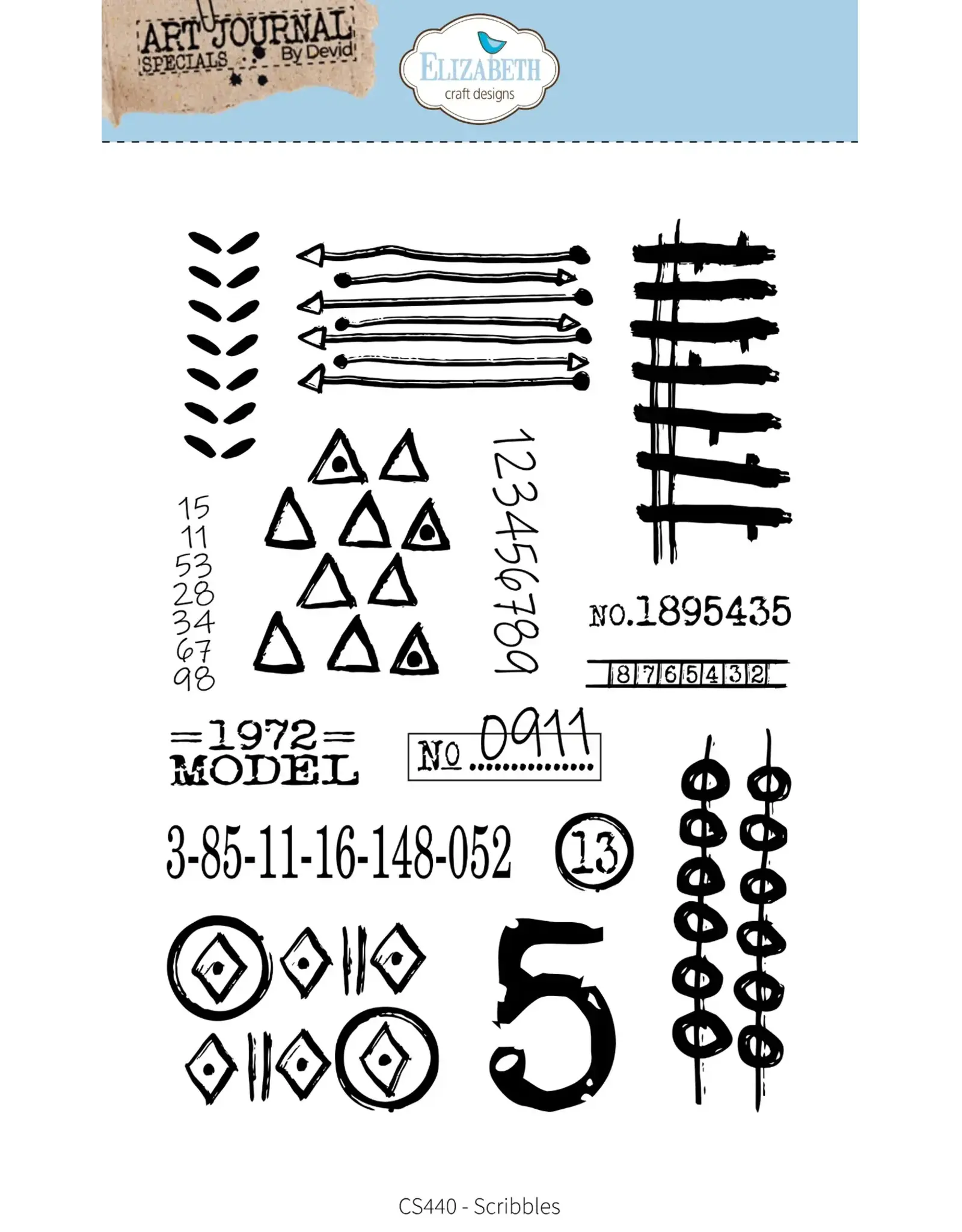 ELIZABETH CRAFT DESIGNS ELIZABETH CRAFT DESIGNS ART JOURNAL SPECIALS BY DEVID SCRIBBLES CLEAR STAMP SET