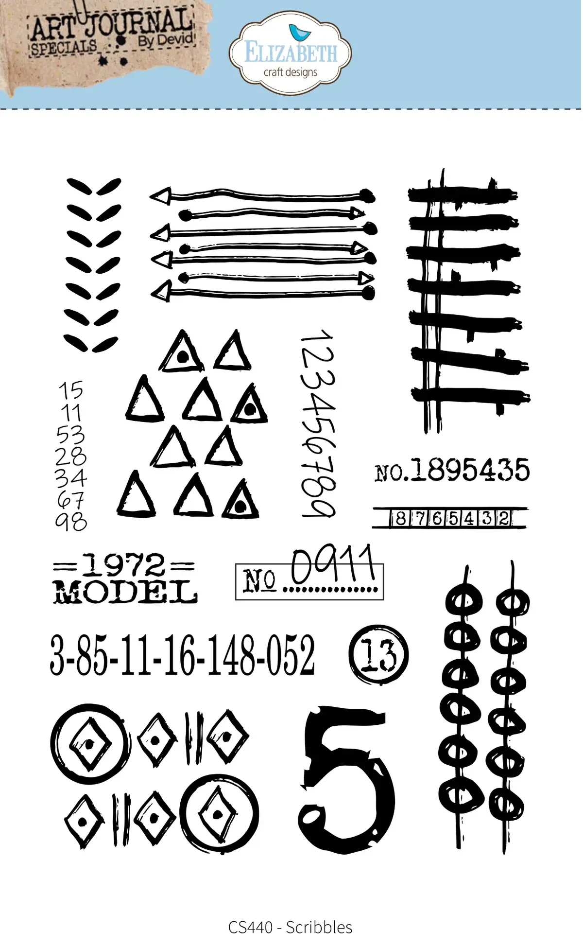 ELIZABETH CRAFT DESIGNS ELIZABETH CRAFT DESIGNS ART JOURNAL SPECIALS BY DEVID SCRIBBLES CLEAR STAMP SET