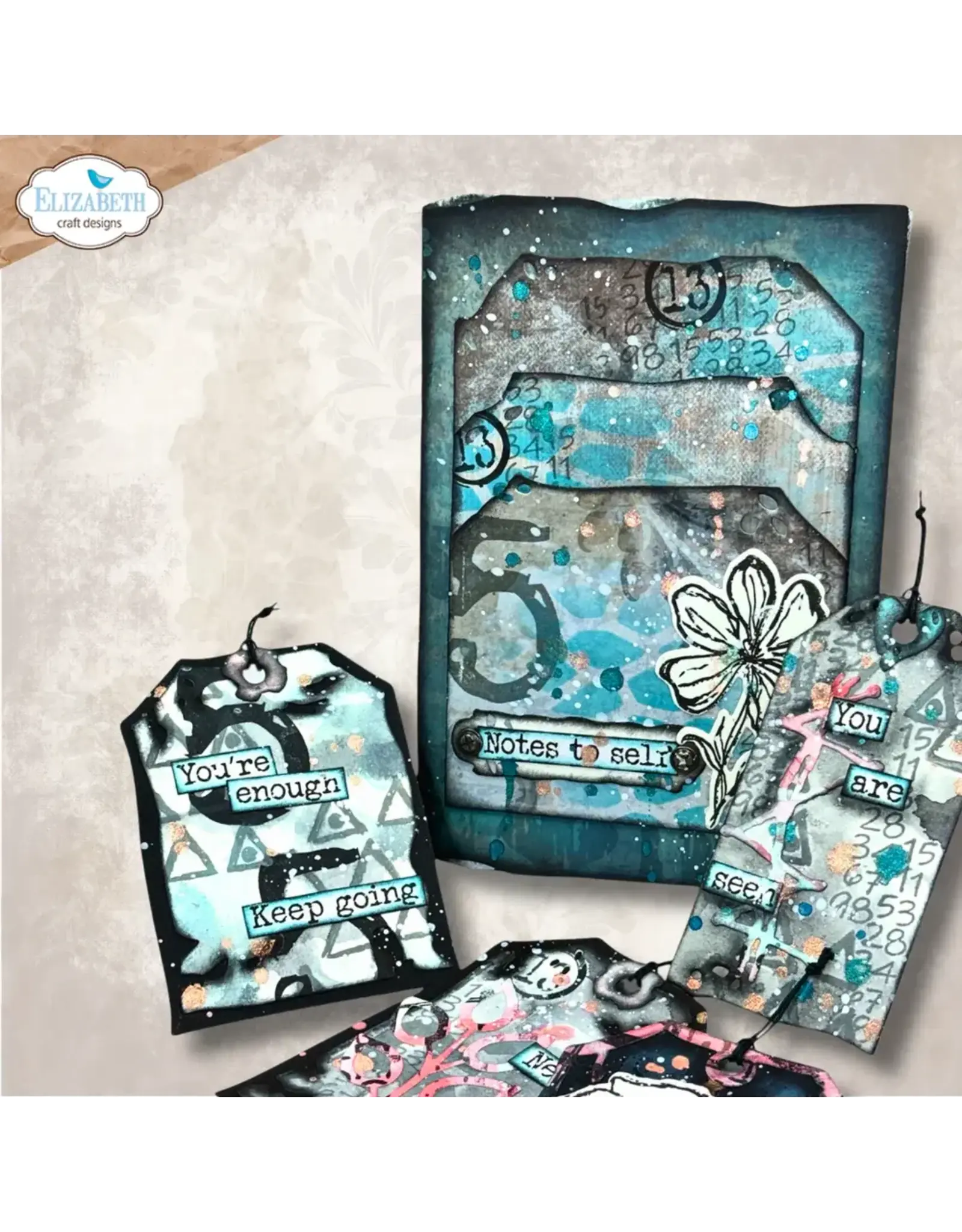 ELIZABETH CRAFT DESIGNS ELIZABETH CRAFT DESIGNS ART JOURNAL SPECIALS BY DEVID TAG FOLDING TRIO DIE SET