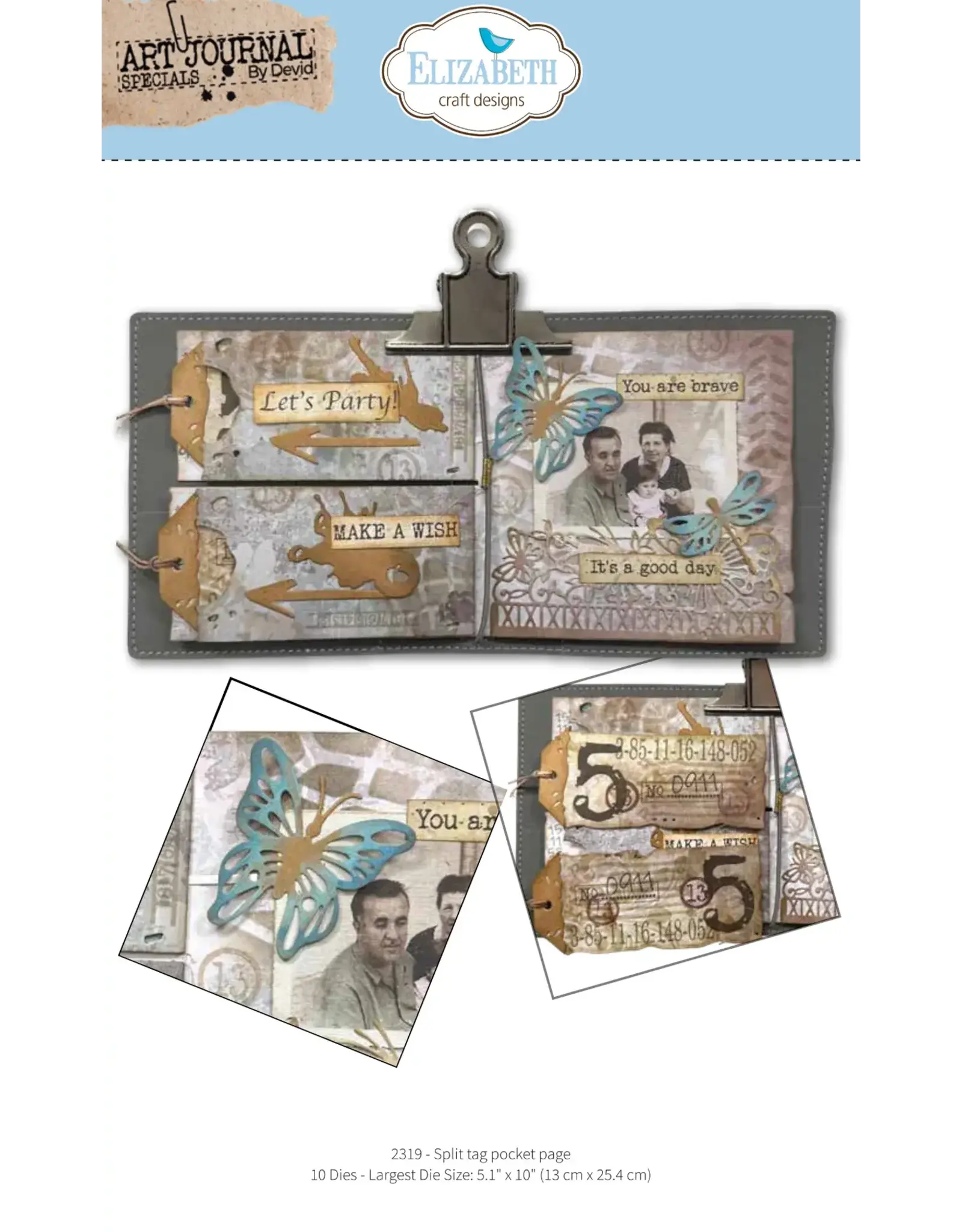 ELIZABETH CRAFT DESIGNS ELIZABETH CRAFT DESIGNS ART JOURNAL SPECIALS BY DEVID SPLIT TAG POCKET PAGE DIE SET