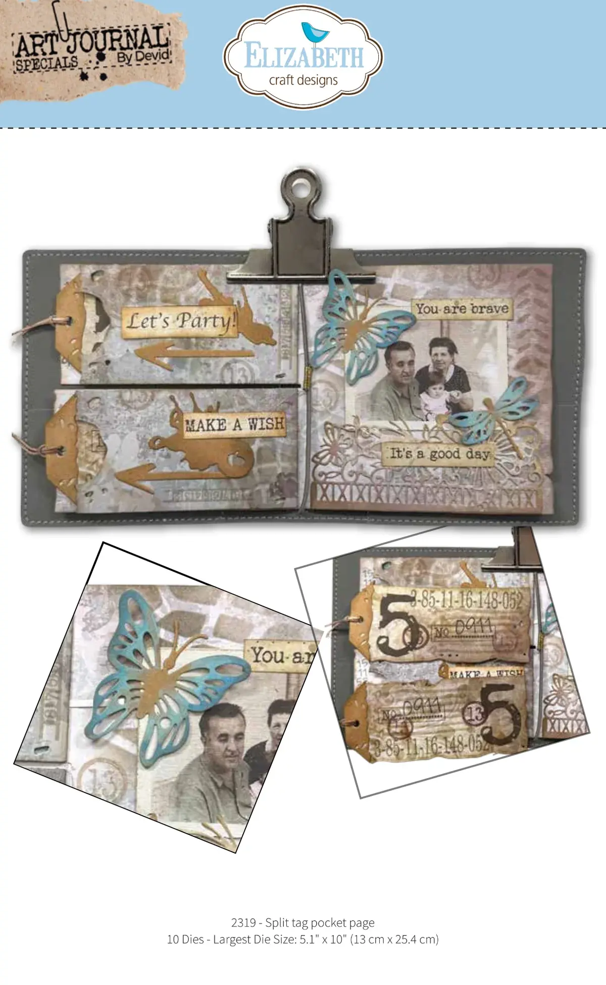 ELIZABETH CRAFT DESIGNS ELIZABETH CRAFT DESIGNS ART JOURNAL SPECIALS BY DEVID SPLIT TAG POCKET PAGE DIE SET