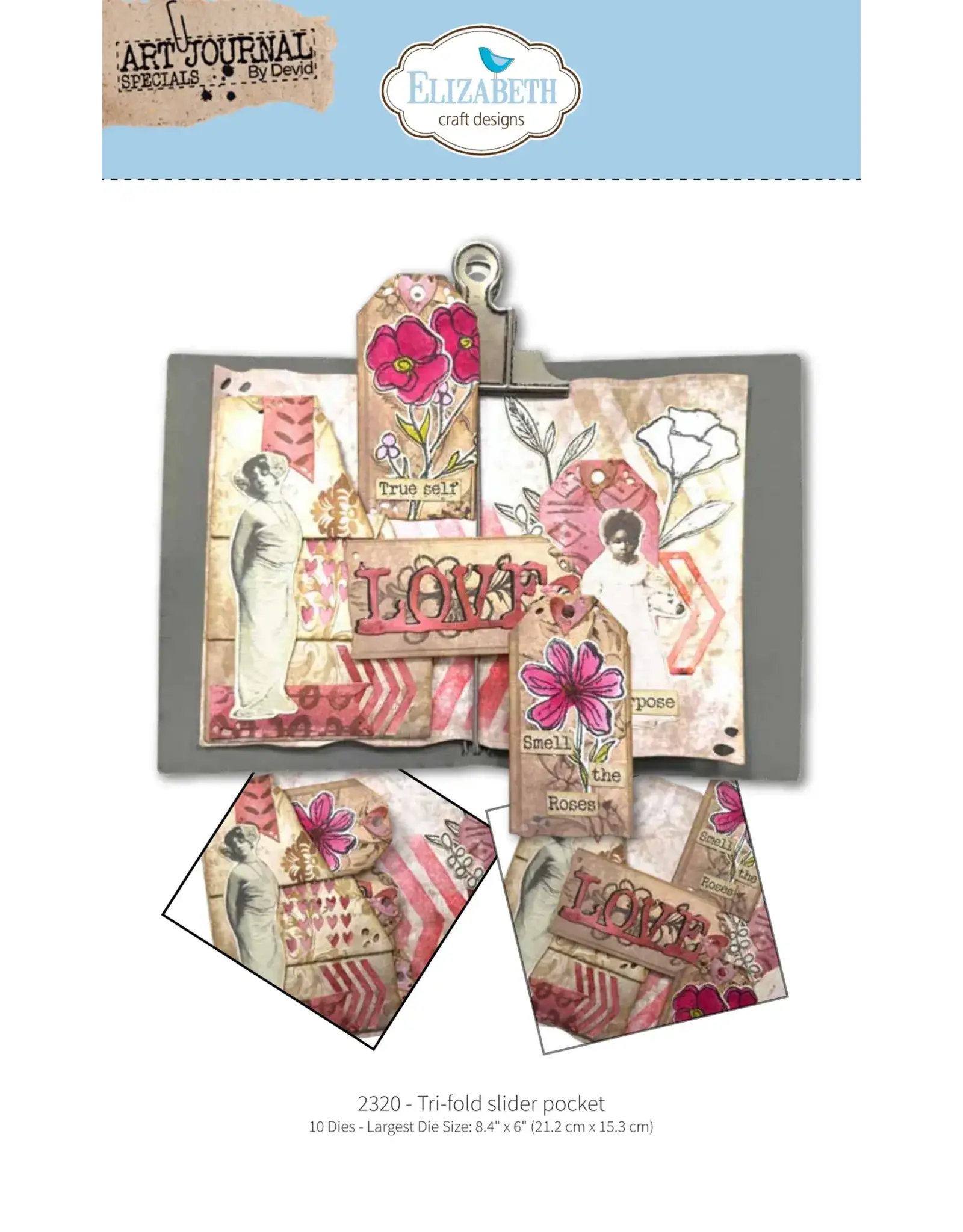ELIZABETH CRAFT DESIGNS ELIZABETH CRAFT DESIGNS ART JOURNAL SPECIALS BY DEVID TRI-FOLD SLIDER POCKET DIE SET