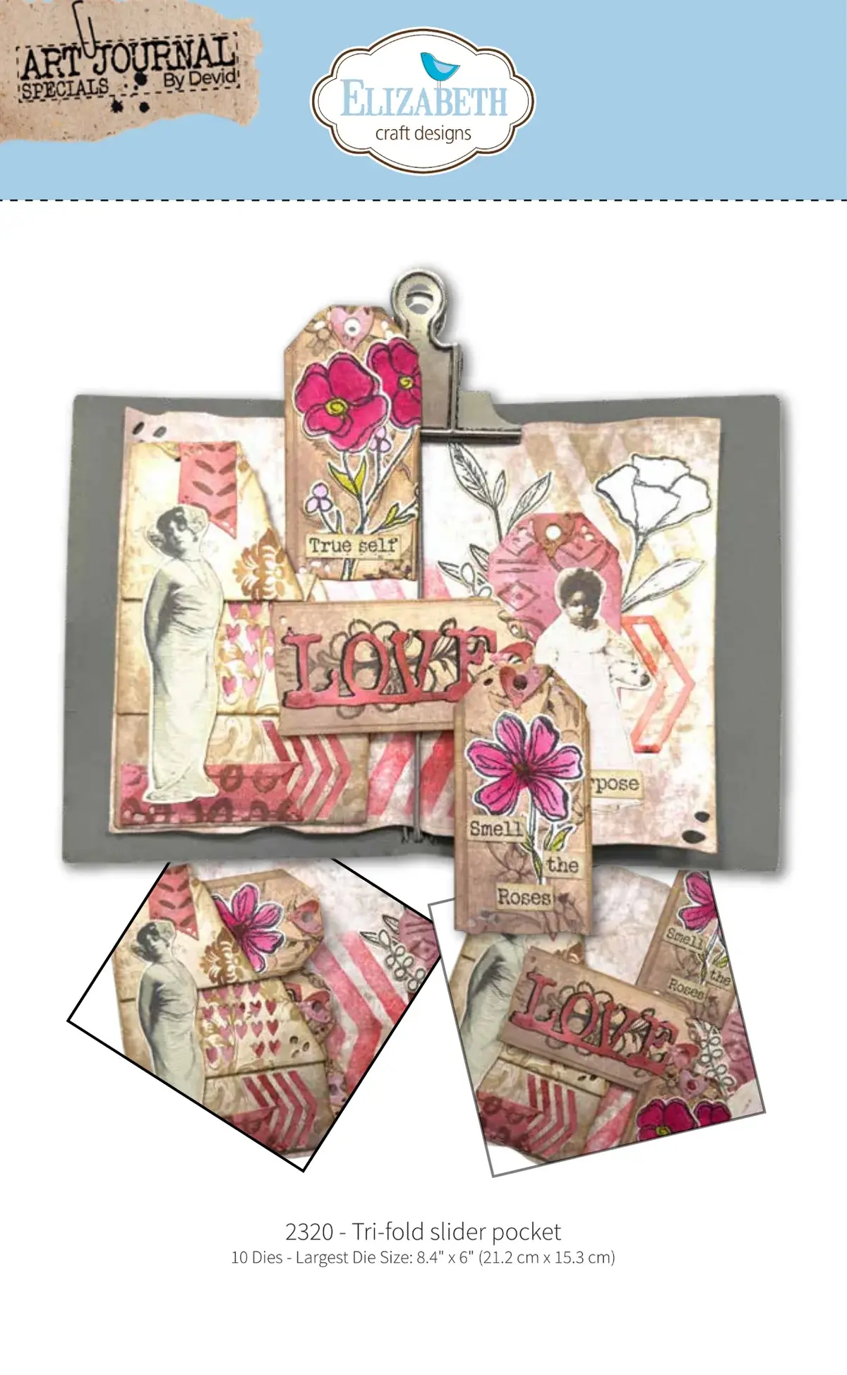 ELIZABETH CRAFT DESIGNS ELIZABETH CRAFT DESIGNS ART JOURNAL SPECIALS BY DEVID TRI-FOLD SLIDER POCKET DIE SET
