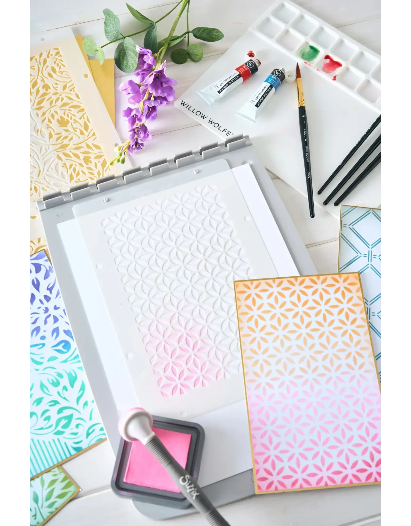 SIZZIX SIZZIX WILLOW WOLFE BACKGROUNDS LAYERED STENCIL SET 4/PK