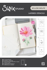 SIZZIX SIZZIX WILLOW WOLFE COSMO LAYERED STENCIL SET 4/PK