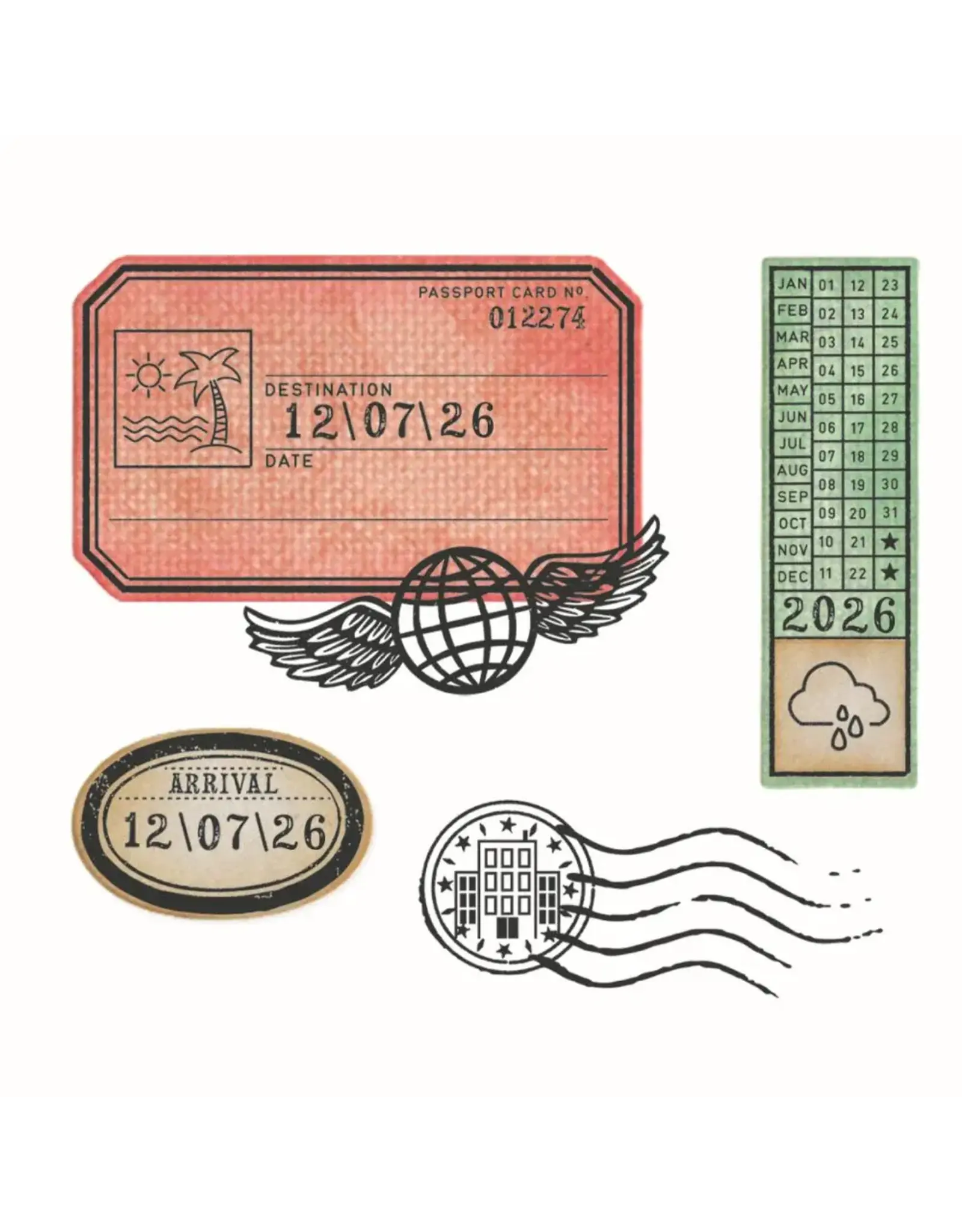 SIZZIX SIZZIX 49 AND MARKET GLOBETROTTER'S MARK FRAMELITS DIE AND CLEAR STAMP SET
