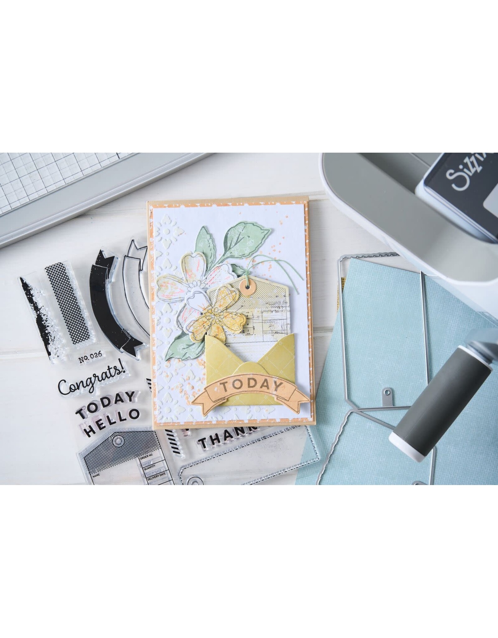 SIZZIX SIZZIX 49 AND MARKET GLOBETROTTER'S MARK FRAMELITS DIE AND CLEAR STAMP SET