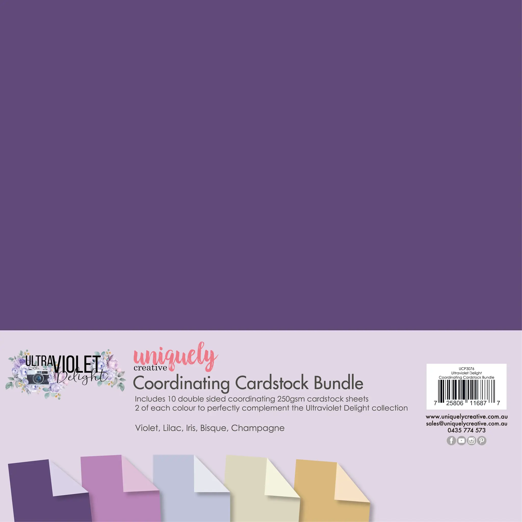 UNIQUELY CREATIVE UNIQUELY CREATIVE ULTRAVIOLET DELIGHT 12x12 CARDSTOCK BUNDLE