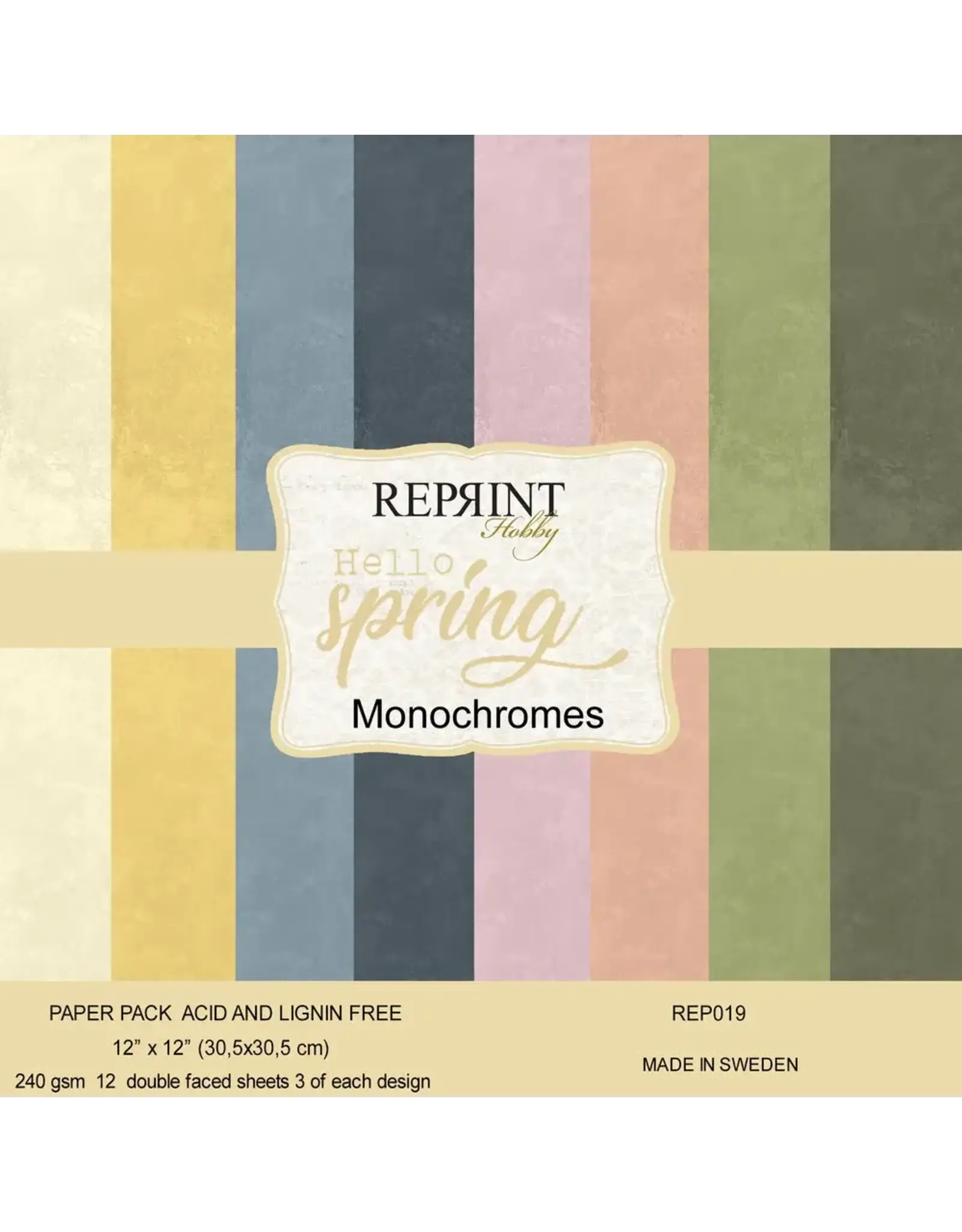 REPRINT REPRINT HELLO SPRING MONOCHROMES 12x12 CARDSTOCK PACK