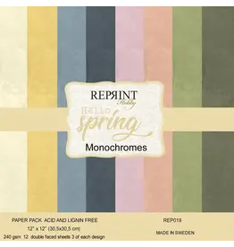 REPRINT REPRINT HELLO SPRING MONOCHROMES 12x12 CARDSTOCK PACK