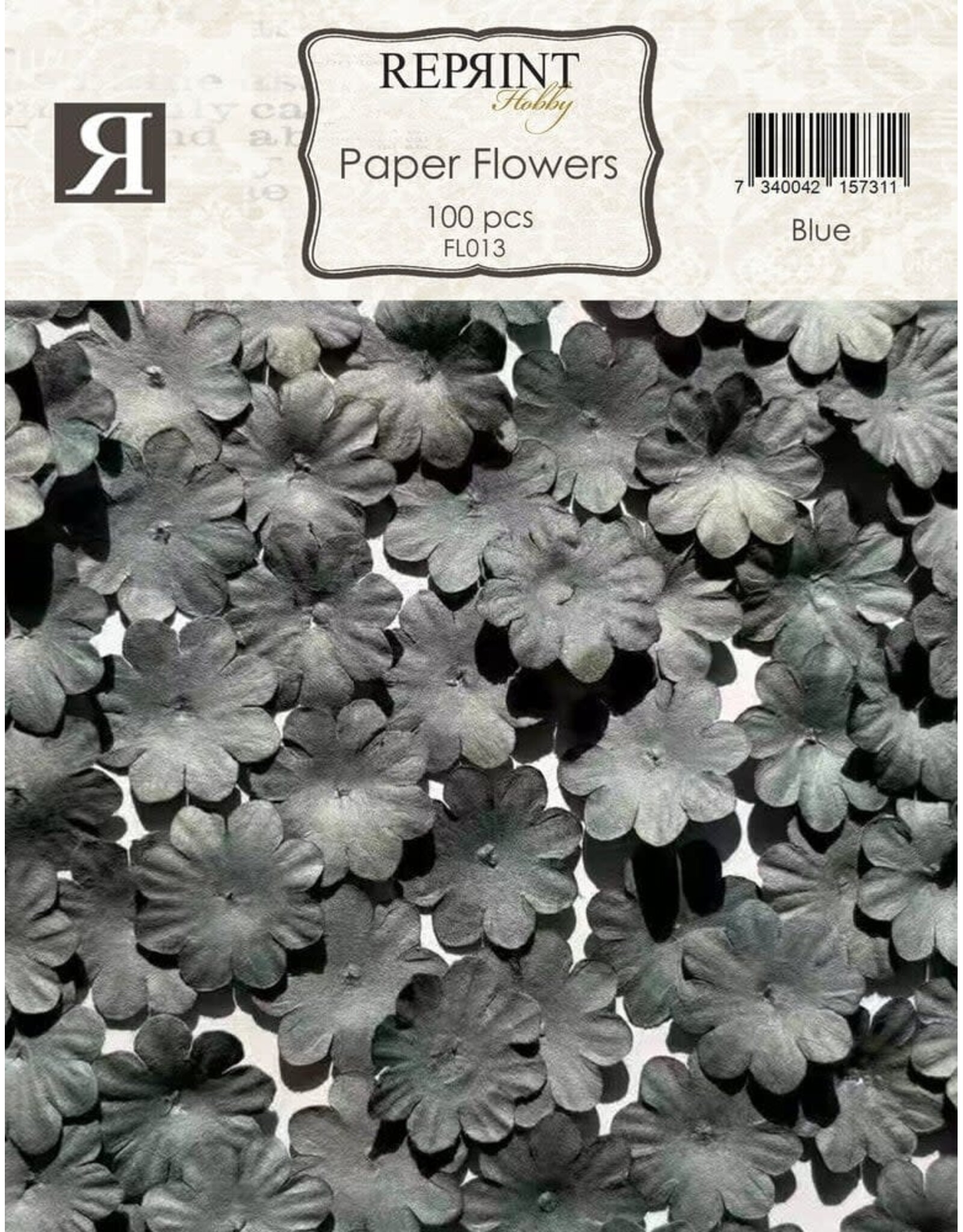 REPRINT REPRINT BLUE PAPER FLOWERS 100/PK