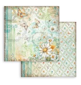 STAMPERIA STAMPERIA DAISY ART BUTTERFLY AND DAISY 12x12 CARDSTOCK
