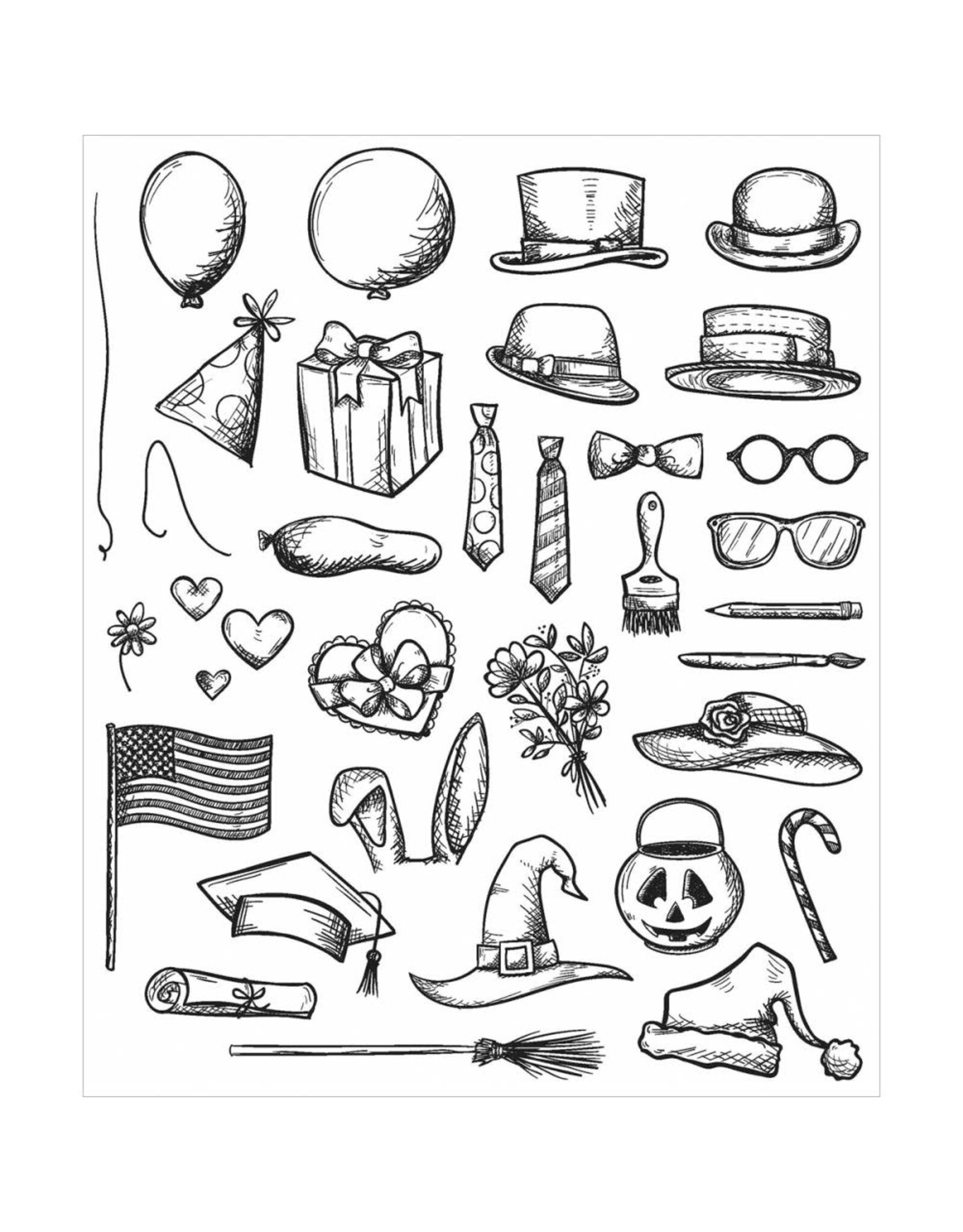 STAMPERS ANONYMOUS STAMPERS ANONYMOUS TIM HOLTZ CRAZY THINGS 7x8.5 CLING STAMP SET