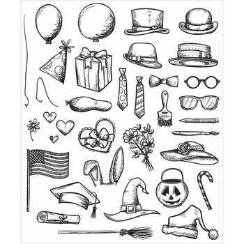 STAMPERS ANONYMOUS STAMPERS ANONYMOUS TIM HOLTZ CRAZY THINGS 7x8.5 CLING STAMP SET
