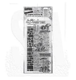 STAMPERS ANONYMOUS STAMPERS ANONYMOUS TIM HOLTZ TINY TOADSTOOLS MIXED MEDIA CLEAR STAMP SET & STENCIL