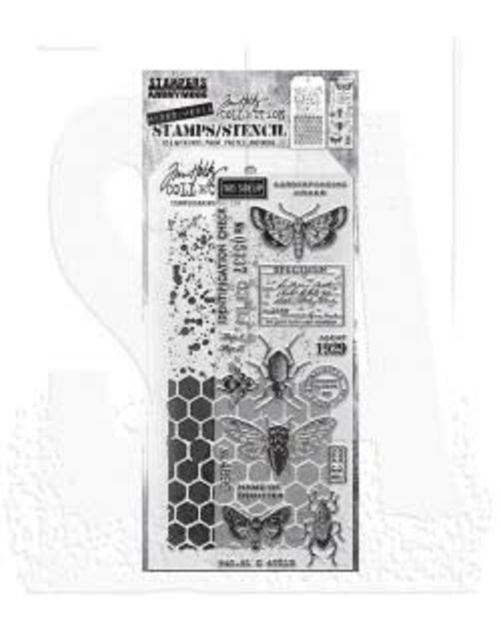 STAMPERS ANONYMOUS STAMPERS ANONYMOUS TIM HOLTZ ENTOMOLOGY MIXED MEDIA CLEAR STAMP SET & STENCIL