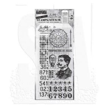 STAMPERS ANONYMOUS STAMPERS ANONYMOUS TIM HOLTZ NOBLE GENT MIXED MEDIA CLEAR STAMP SET & STENCIL