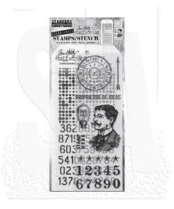 STAMPERS ANONYMOUS STAMPERS ANONYMOUS TIM HOLTZ NOBLE GENT MIXED MEDIA CLEAR STAMP SET & STENCIL
