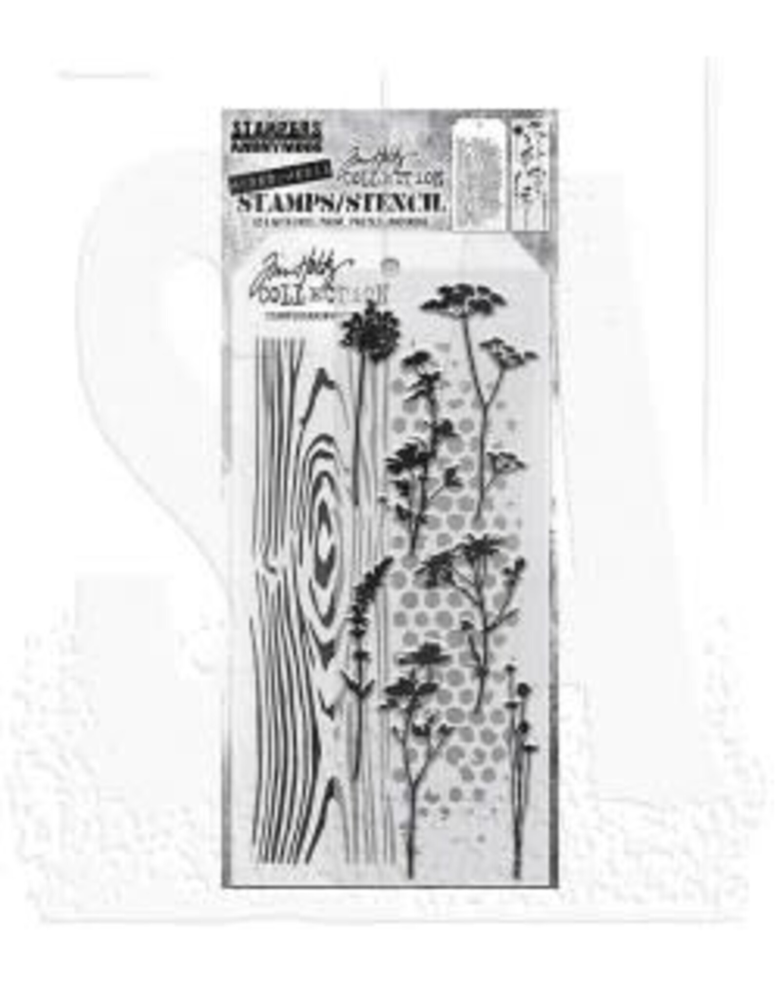 STAMPERS ANONYMOUS STAMPERS ANONYMOUS TIM HOLTZ WILDFLOWER SILHOUETTES MIXED MEDIA CLEAR STAMP SET & STENCIL