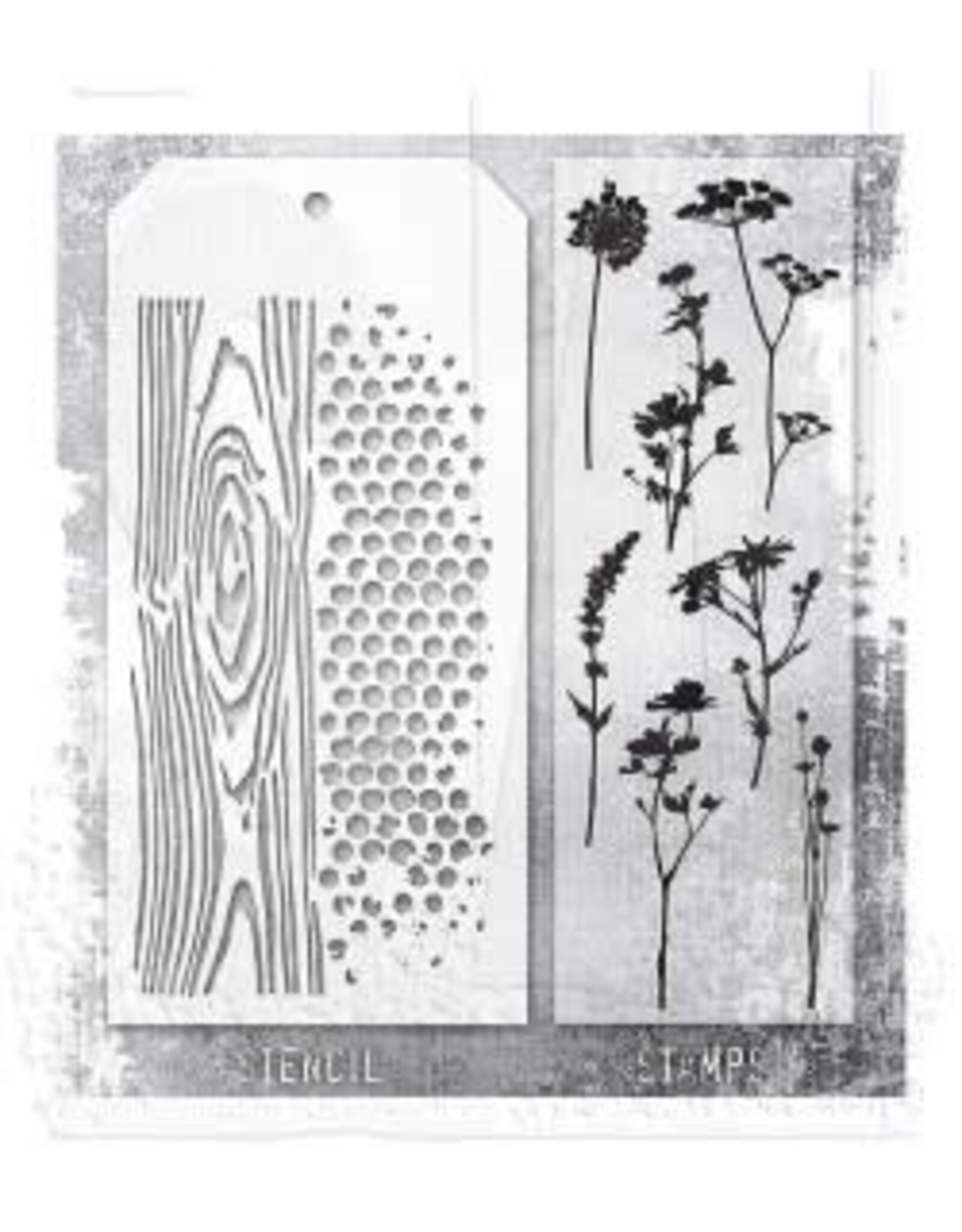 STAMPERS ANONYMOUS STAMPERS ANONYMOUS TIM HOLTZ WILDFLOWER SILHOUETTES MIXED MEDIA CLEAR STAMP SET & STENCIL