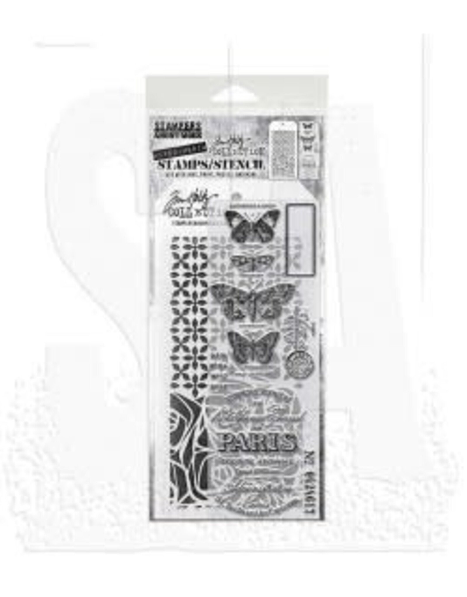 STAMPERS ANONYMOUS STAMPERS ANONYMOUS TIM HOLTZ PAPILLION MIXED MEDIA CLEAR STAMP SET & STENCIL