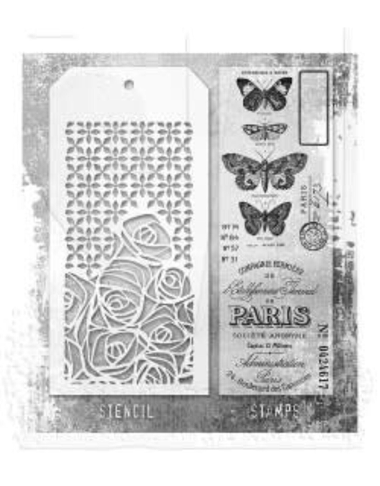 STAMPERS ANONYMOUS STAMPERS ANONYMOUS TIM HOLTZ PAPILLION MIXED MEDIA CLEAR STAMP SET & STENCIL