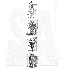 STAMPERS ANONYMOUS STAMPERS ANONYMOUS TIM HOLTZ TREATS BLUEPRINTS STRIP 3x10 CLING STAMP SET