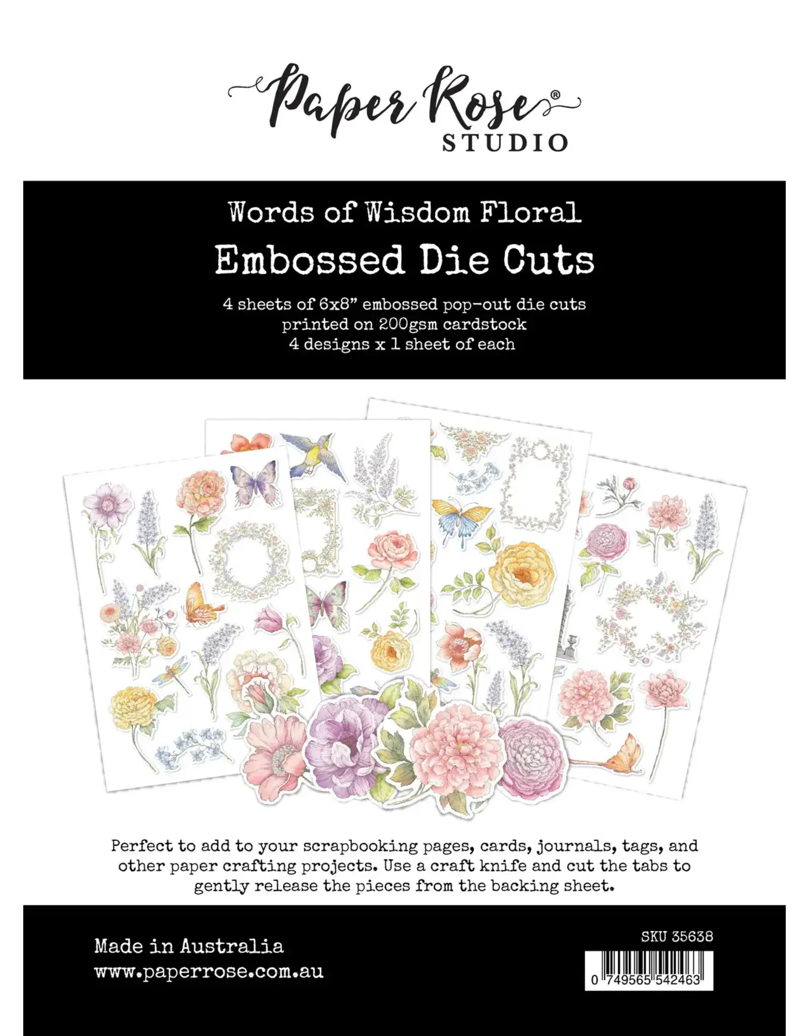 PAPER ROSE PAPER ROSE WORDS OF WISDOM FLORAL EMBOSSED DIE CUTS