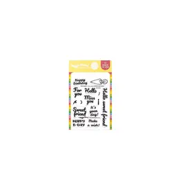 WAFFLE FLOWER WAFFLE FLOWER POSTAGE COLLAGE PIPED LETTERS CLEAR STAMP SET