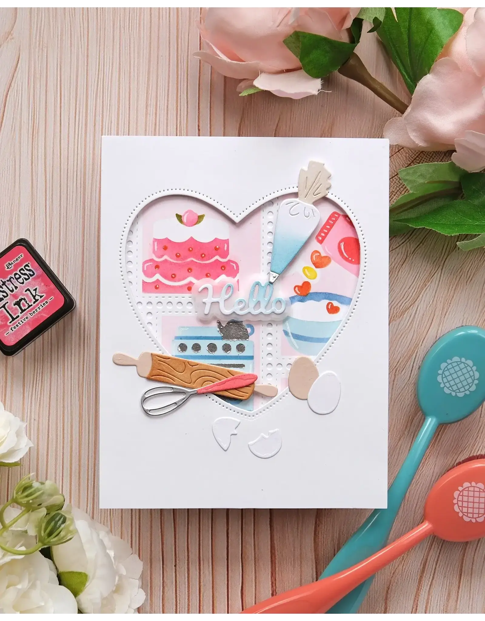 WAFFLE FLOWER WAFFLE FLOWER POSTAGE COLLAGE BAKING FUN STENCIL SET