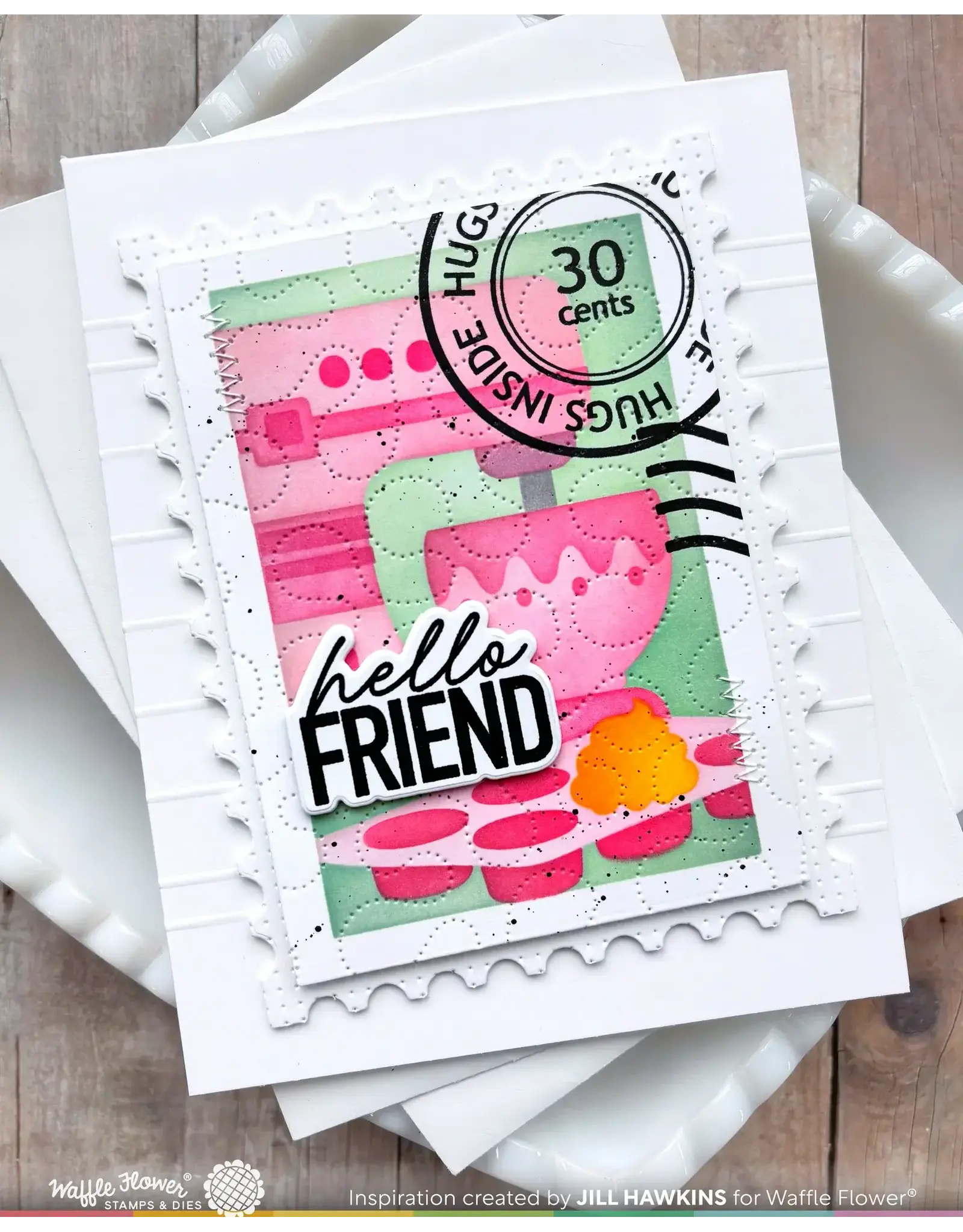 WAFFLE FLOWER WAFFLE FLOWER NESTING POSTAGE COLLAGE BAKING FUN STENCIL SET