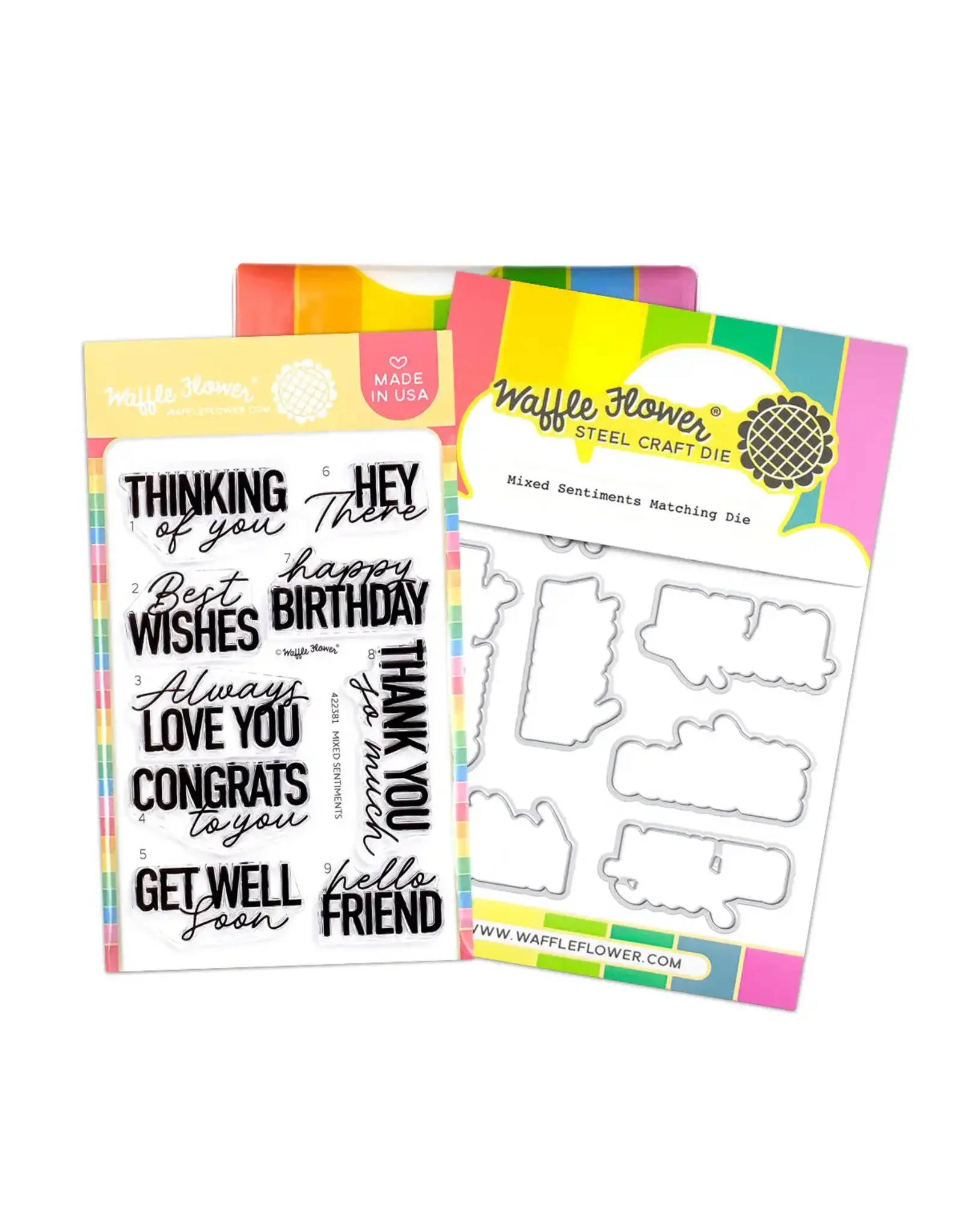 WAFFLE FLOWER WAFFLE FLOWER MIXED SENTIMENTS CLEAR STAMP SET AND DIE COMBO