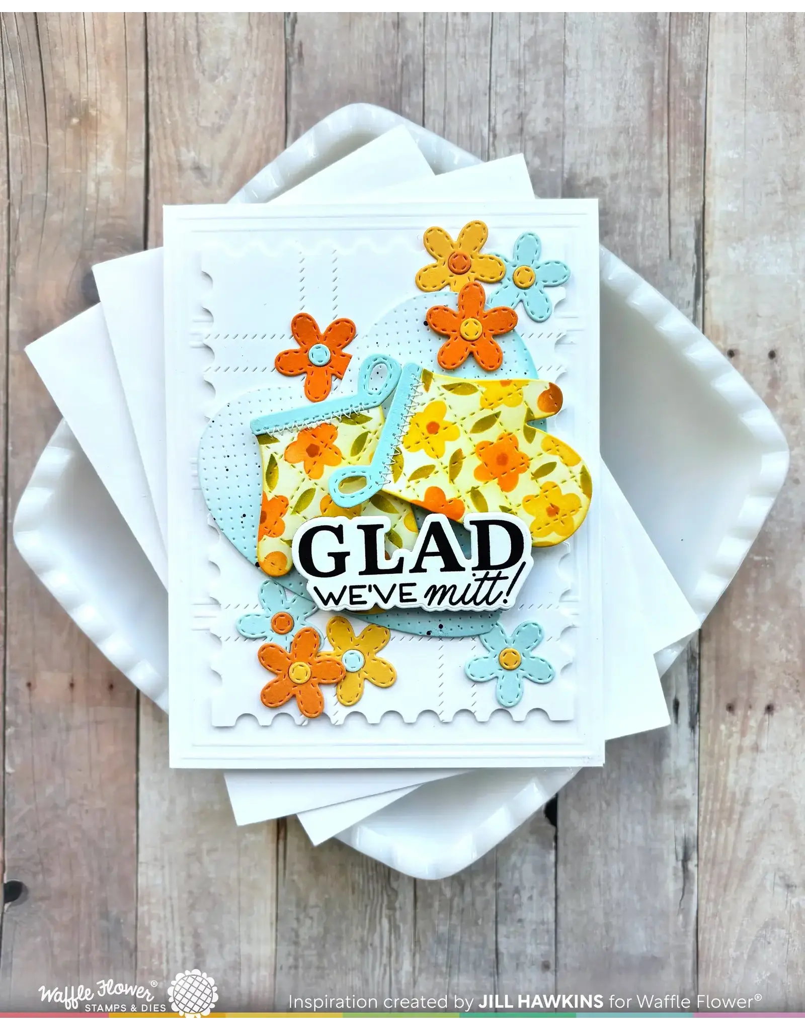 WAFFLE FLOWER WAFFLE FLOWER BAKED WITH LOVE SENTIMENTS CLEAR STAMP SET AND DIE COMBO