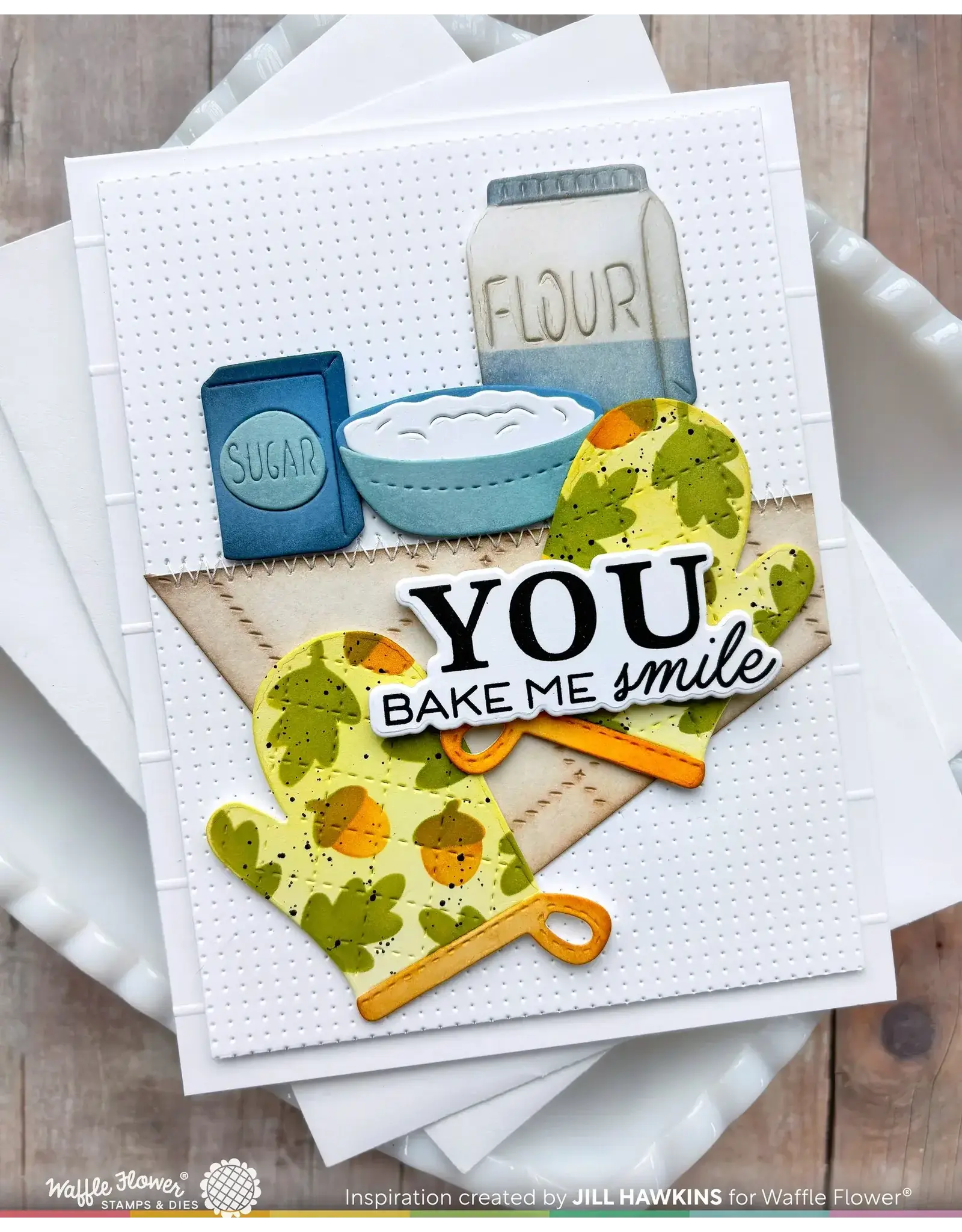 WAFFLE FLOWER WAFFLE FLOWER BAKED WITH LOVE SENTIMENTS CLEAR STAMP SET AND DIE COMBO
