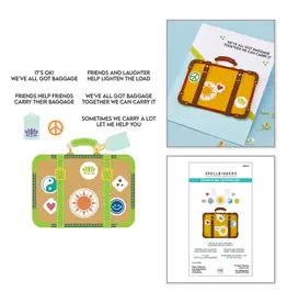 SPELLBINDERS SPELLBINDERS SHERI BALLANTYNE RETRO SUITCASE AND SENTIMENTS CLEAR STAMP & DIE SET