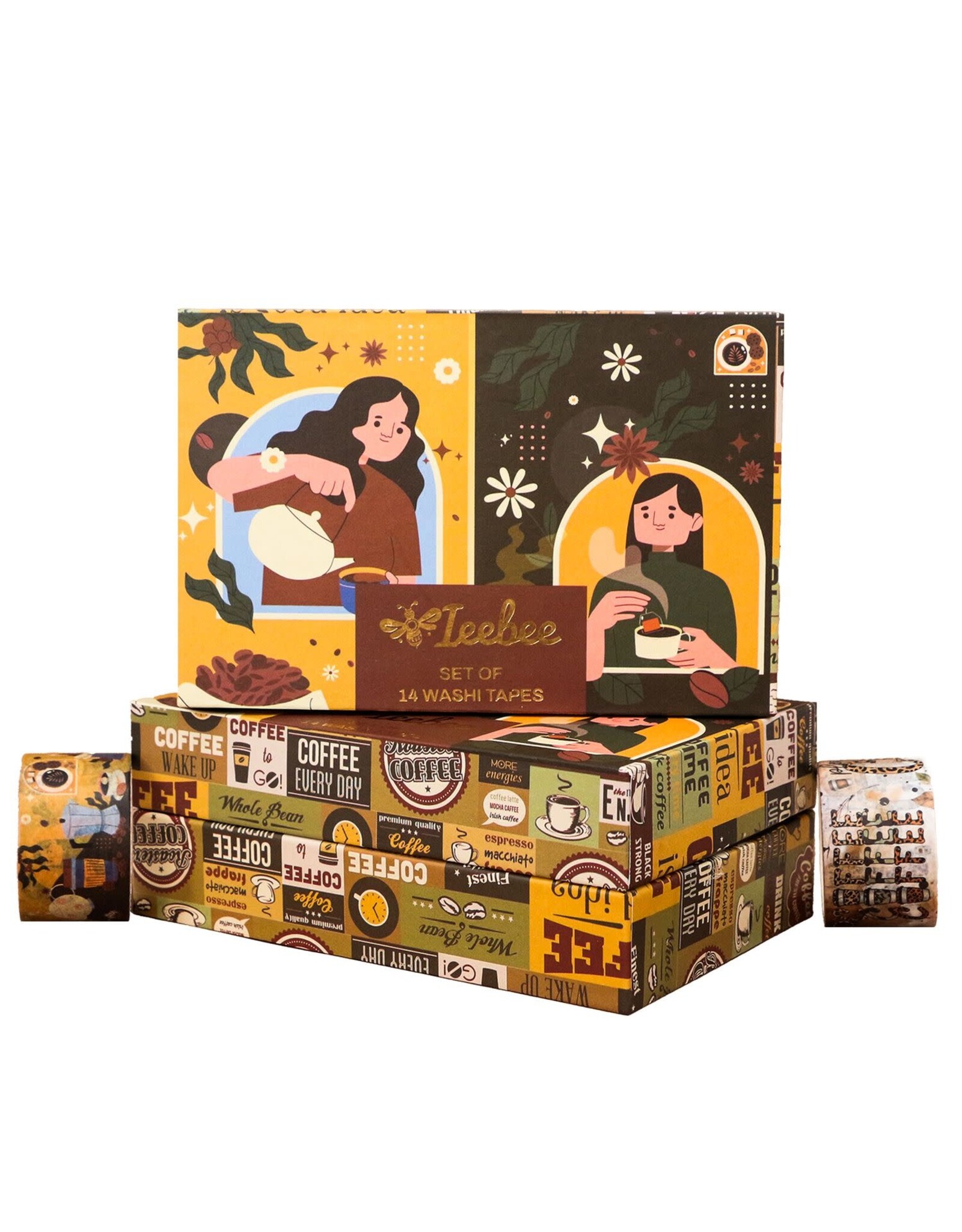IEEBEE IEEBEE COFFEE CHRONICLES WASHI TAPE SET 14/PK