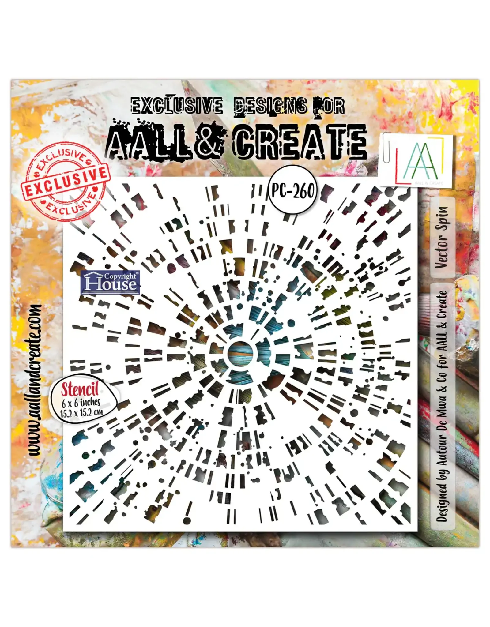 AALL & CREATE AALL & CREATE AUTOUR DE MWA #260 VECTOR SPIN 6X6 STENCIL