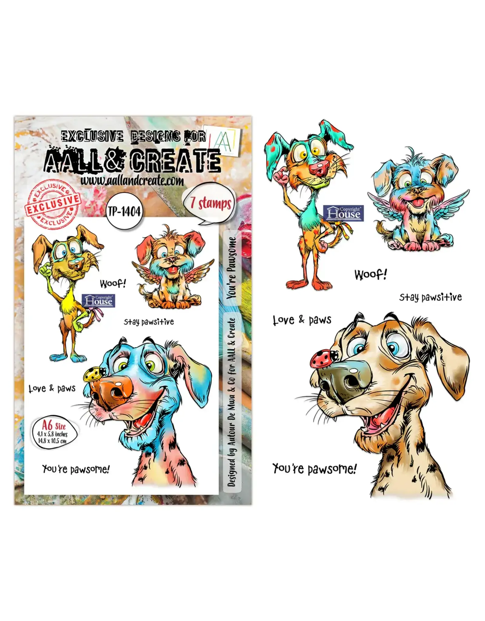 AALL & CREATE AALL & CREATE AUTOUR DE MWA #1404 YOU'RE PAWSOME A6 CLEAR STAMP SET