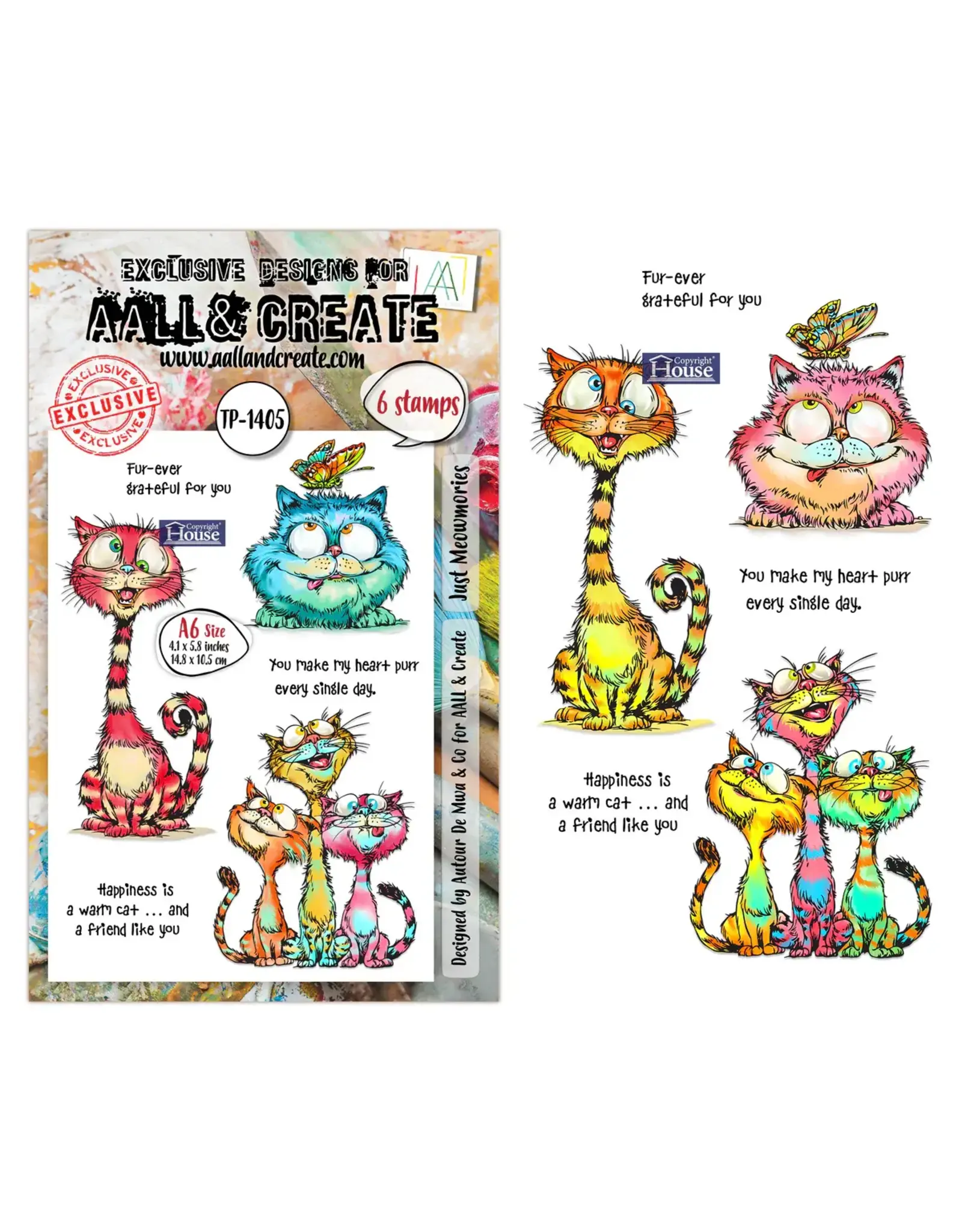 AALL & CREATE AALL & CREATE AUTOUR DE MWA #1405 JUST MEOWMORIES A6 CLEAR STAMP SET