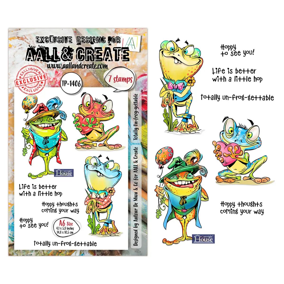 AALL & CREATE AALL & CREATE AUTOUR DE MWA #1406 TOTTALY UN-FROG-GETTABLE A6 CLEAR STAMP SET