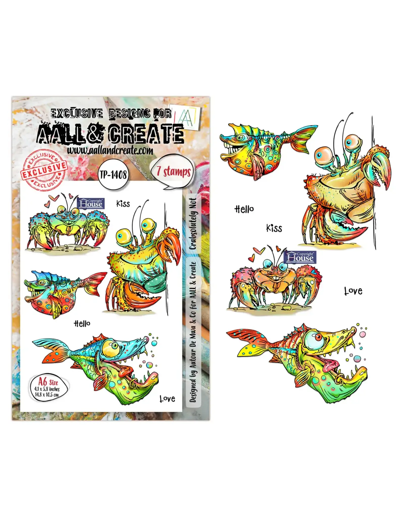 AALL & CREATE AALL & CREATE AUTOUR DE MWA #1408 CRABSOLUTELY NOT A6 CLEAR STAMP SET