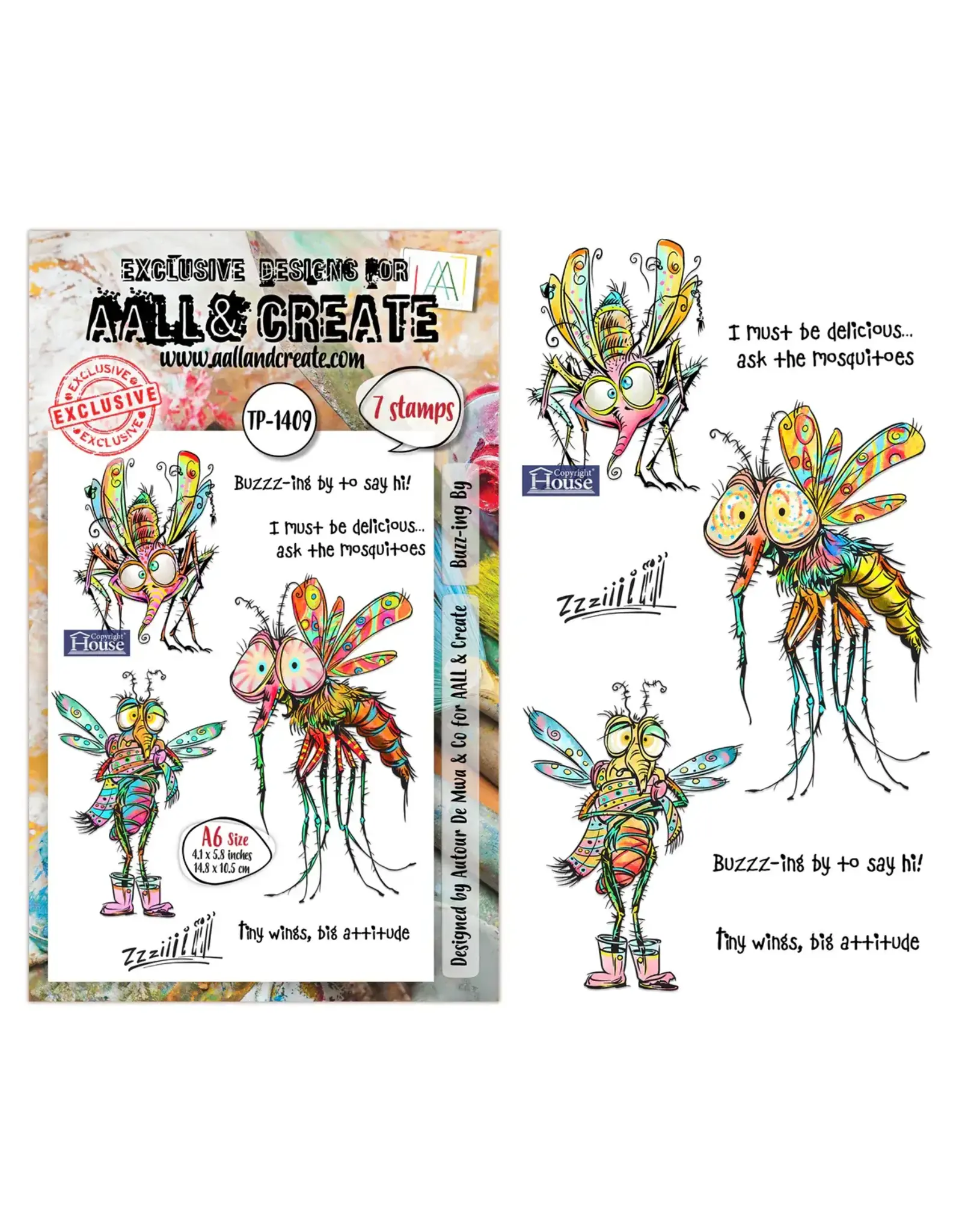 AALL & CREATE AALL & CREATE AUTOUR DE MWA #1409 BUZZ-ING BY A6 CLEAR STAMP SET