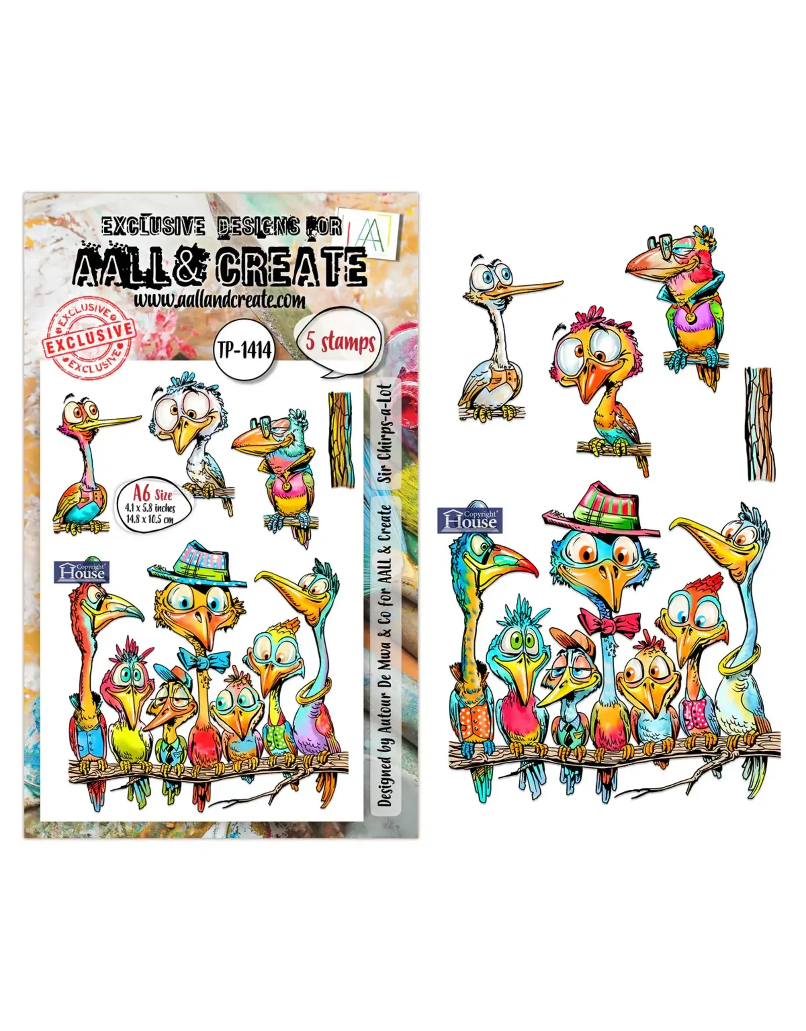 AALL & CREATE AALL & CREATE AUTOUR DE MWA #1414 CHIRPS-A-LOT A6 CLEAR STAMP SET